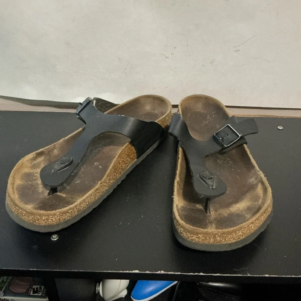 Birkenstock Gizeh Birko Flor Black Thong Sandals Mens 9 EU 42